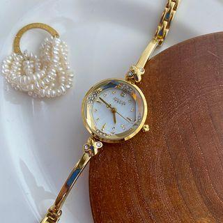 Alloy Strap Watch Ja208 - Gold Strap & White Dial - One Size