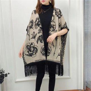 3/4-sleeve Floral Knit Jacket