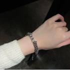 Faux Cat Eye Stone Alloy Bracelet Silver - One Size