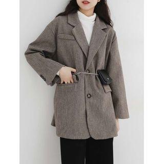 Check Loose-fit Blazer / Plain Turtle Neck Top