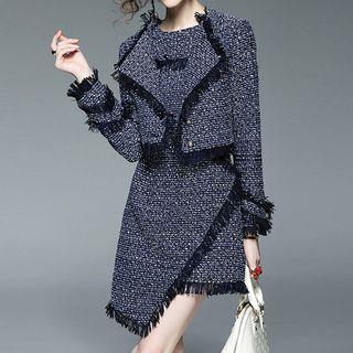 Set: Sleeveless Asymmetric A-line Dress + Blazer