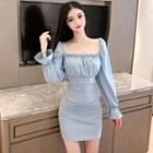 Long-sleeve Tie Back Mini Dress