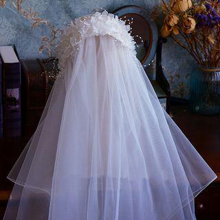Wedding Mesh Flower Veil White - One Size