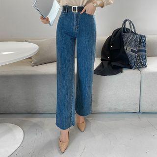 Cut-hem Straight Leg Jeans