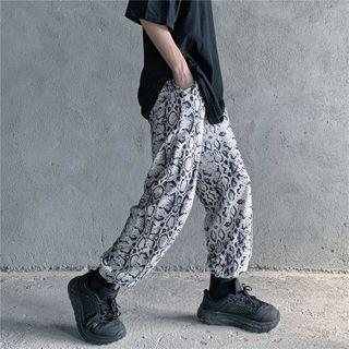 Python Print Drawstring-cuff Sweatpants