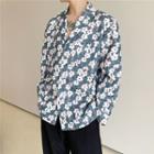 Long-sleeve Notch Lapel Floral Shirt