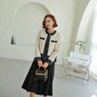 Contrast-trim Pleather Jacket Cream - One Size