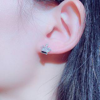 Crown Rhinestone Earring 1 Pr - Gold - One Size