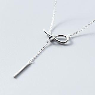 925 Sterling Silver Knot & Bar Pendant Necklace Silver - One Size