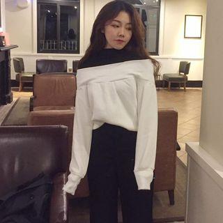 Mock-neck Mock Two-piece Pullover
