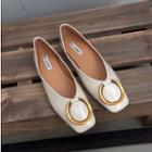 Square Toe Round Buckled Flats