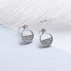 Rhinestone Circle 925 Sterling Silver Stud Earring 1 Pair - 925 Silver - Silver - One Size