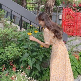 Blossom Long Wrap Dress Orange - One Size