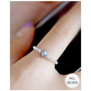Freshwater-pearl Silver-ball Chain Ring