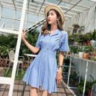 Short-sleeve Mini A-line Shirtdress