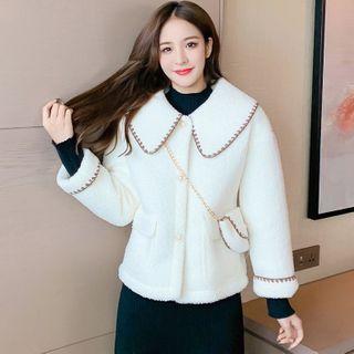 Peter Pan-collar Faux Fleece Cardigan