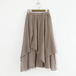 Plain Embroidered Midi Skirt