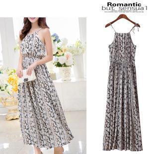 Halter Snake Print Maxi Dress