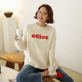 Adios Letter Appliqu  Sweatshirt