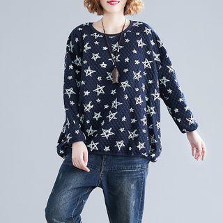 Star Print Sweatshirt As Shown In Figure - One Size