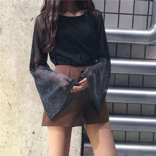 Glittered Panel Raglan Long Sleeve T-shirt
