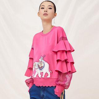 Applique Tiered Long-sleeve Sweatshirt