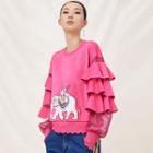 Applique Tiered Long-sleeve Sweatshirt