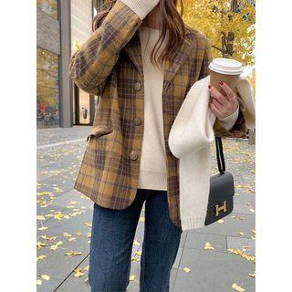 Gingham Woolen Blazer