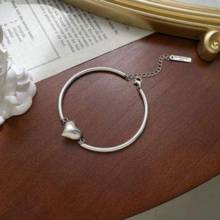 Heart Sterling Silver Bracelet 1pc - Silver - One Size