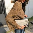 Lace-sleeve Cable Sweater