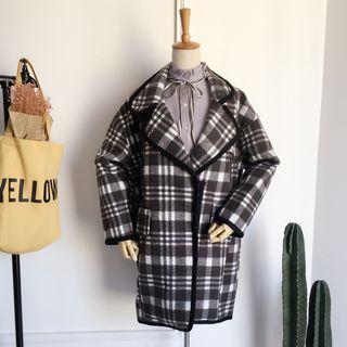 Plaid Loose-fit Zip Coat