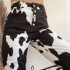 Two-tone Print Straight Pants