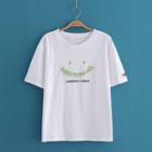 Smile Lettering Print Short Sleeve T-shirt