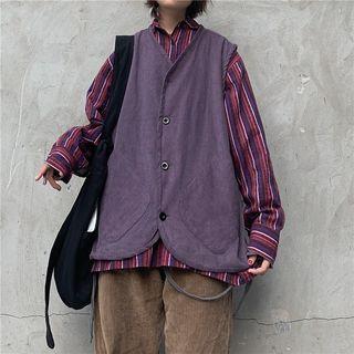 Single-breasted Vest / Striped Shirt