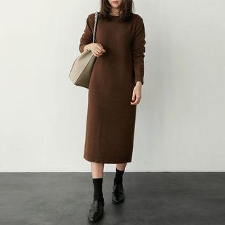 Round-neck Wool Blend Knit Dress
