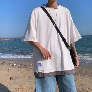 Short-sleeve Distressed Layered T-shirt