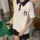 Short-sleeve Bear Patched Polo-shirt