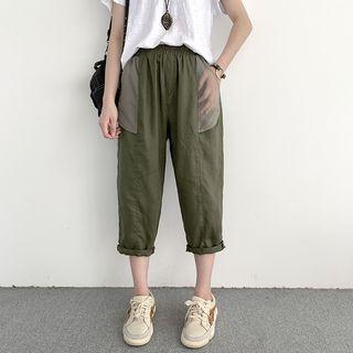 Mesh Pocketed Cropped Straight-cut Pants