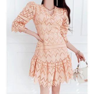 Ruffled Pointelle-lace Dress