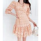 Ruffled Pointelle-lace Dress
