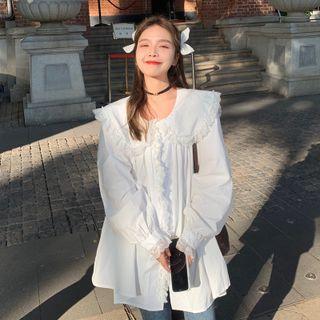 Long-sleeve Lace Loose-fit Blouse
