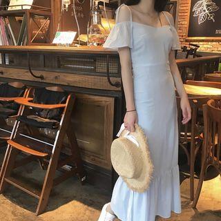 Off-shoulder Short-sleeve Chiffon Dress
