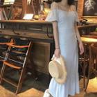 Off-shoulder Short-sleeve Chiffon Dress