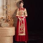 Set: Sequined Chinese Wedding Cheongsam + Maxi A-line Skirt