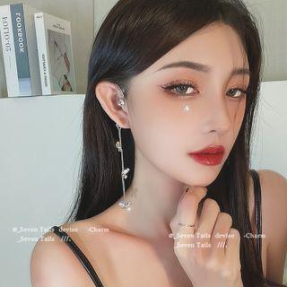 Rhinestone Chain Ear Cuff 1 Pc - Left Ear - Silver - One Size