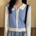 Panel Zipped Knit Top