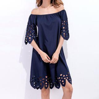 Off-shoulder Cut Out Shift Dress