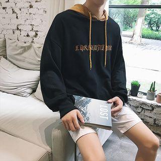 Long-sleeve Contrast-trim Hooded Top