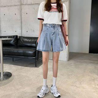 High Waist Denim Wide Leg Shorts