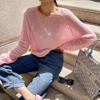 Pastel Raglan Textured Knit Top